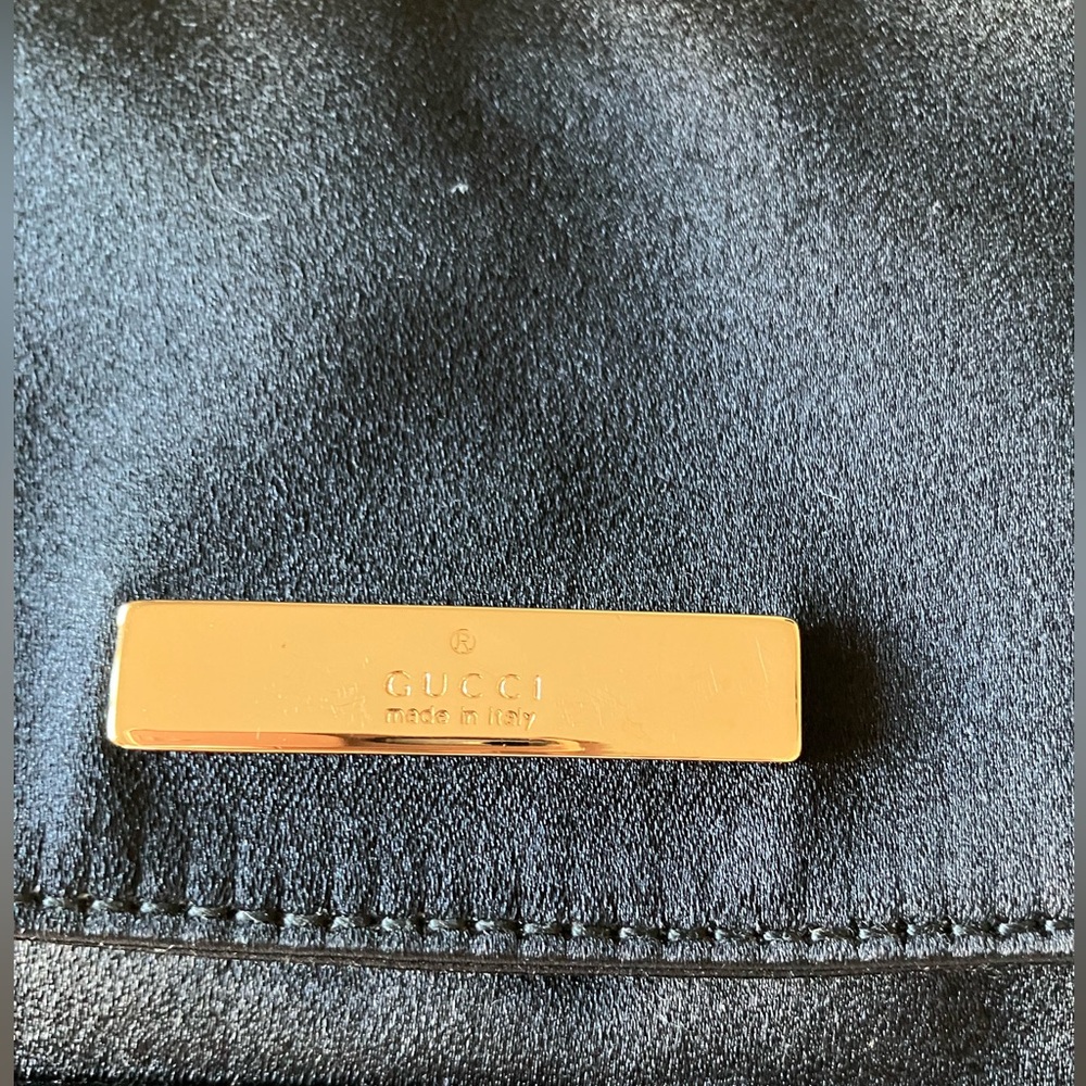 Vintage Gucci Black Satin Bag with Gold Accent - Picture 5 of 14